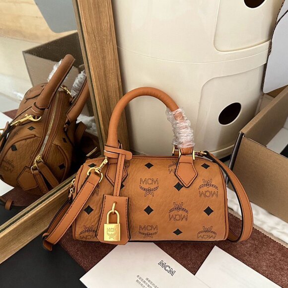 MCM Mini Boston Bag Visetos Boston Bag - Picture 2 of 8